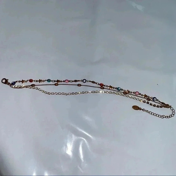 ADULT Jewels 3 Strand Bracelet With Evil Eyes, Stars & Rhinestones in Copper - Picture 11 of 12